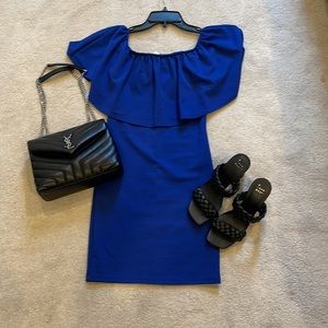 Navy blue off the shoulder dress.  Size small